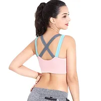 Women?s Padded Full Coverage Quick Dry Padded Shockproof Cross Back Sports Bra with Removable Soft Cups for Gym,Yoga,Running?-32A-Light Peach-thumb3