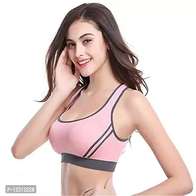 Penance for you Women's Yoga Stretch Workout Seamless Padded Sports Bra-34D-Light Pink-thumb3