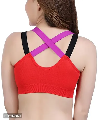 Penance for you Fitness Sports/Yoga/Gym/Running Pushup for Soft Padded Removal Padded Comfortable Style Cool Looking Sport Tank Top Athletic Vest Underwear Shockproof Strappy Sport Bra 30 Red-thumb2