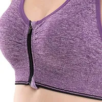 Penance for you Womens Sport Bra with Removable Pads Non-Wired Bra (34, Purple & Grey)-thumb4