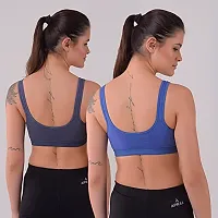 Penance For You Women Sports Non Padded Bra Royal Blue, Navy Blue Cotton Blend Non Wired Size: 36D-thumb1