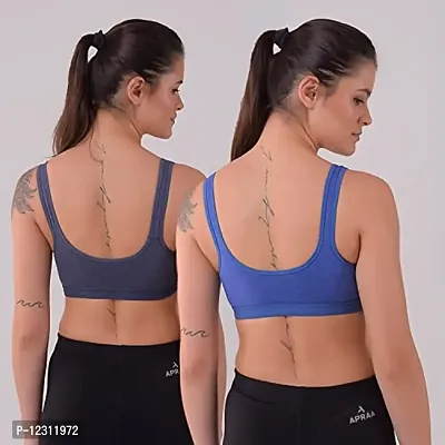 Penance For You Women Sports Non Padded Bra Royal Blue, Navy Blue Cotton Blend Non Wired Size: 36D-thumb2