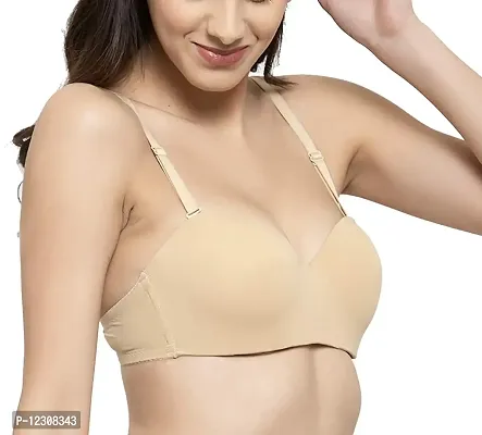 Penance For You Women's Cotton Lightly Padded Underwire T Shirt Bra Beige