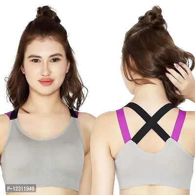 Women?s Padded Full Coverage Quick Dry Padded Shockproof Cross Back Sports Bra with Removable Soft Cups for Gym, Yoga, Running-thumb3