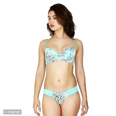 PENANCE FOR YOU Women Floral Print Underwired Imported Seamless Padded Bra Panty Set| Sexy Lingerie Sets/Honeymoon Sets (MintGreen, 40)-thumb2