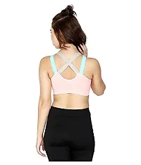 Penance for you Fitness Sports & Yoga Push up Non-Wired Bra for Gym Running Padded Tank Top Athletic Vest Underwear Shockproof Strappy Sport Bra (30, Peach)-thumb1