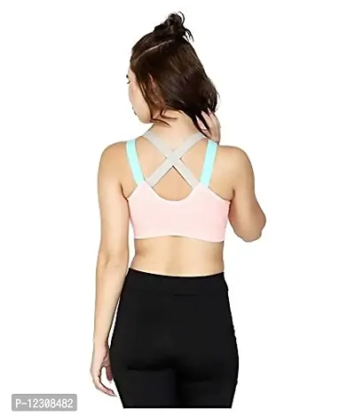 Penance for you Fitness Sports & Yoga Push up Non-Wired Bra for Gym Running Padded Tank Top Athletic Vest Underwear Shockproof Strappy Sport Bra (30, Peach)-thumb2