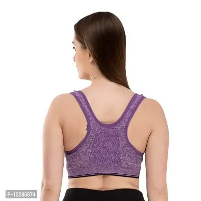 Penance for you Womens Sport Bra with Removable Pads Non-Wired Bra (34, Purple & Grey)-thumb3