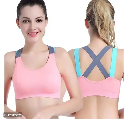 Women?s Padded Full Coverage Quick Dry Padded Shockproof Cross Back Sports Bra with Removable Soft Cups for Gym,Yoga,Running?-34A-Dark Peach