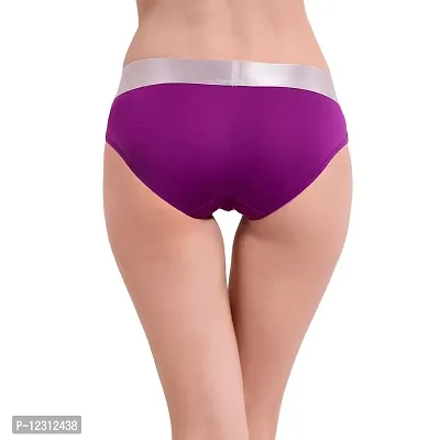 PENANCE FOR YOU Cailan Kalai Women's Modern Cotton Silk Soft Comfortable Style Mid Rise Bikini with Broad Band Purple-thumb2