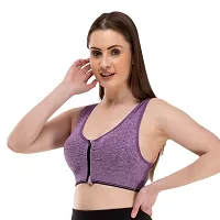 Penance for you Women's Seamless Lightly Padded Wired Sports Bra Front Zipper-thumb2
