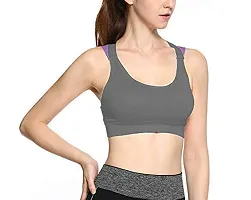 PENANCE FOR YOU Women's Polyamide, Nylon & Spandex Seamless Lightly Padded Under Wired Imported Sports Bra (Grey, 34)-thumb1