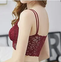 Penance for you Women’s/Girl’s Fashionable Crop Top Style Padded Lace Tube Bra/Bralettle Maroon-thumb2