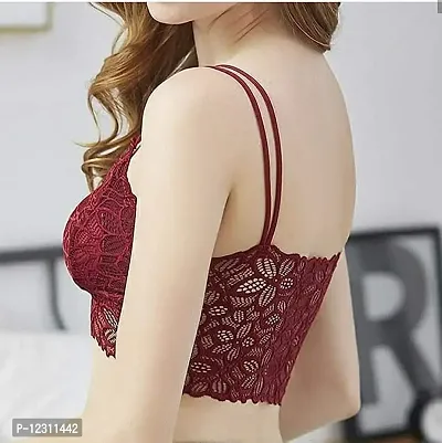 Penance for you Women’s/Girl’s Fashionable Crop Top Style Padded Lace Tube Bra/Bralettle Maroon-thumb3