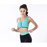Penance for you Women's Seamless Lightly Padded Wired Sports Bra Front Zipper SkyBlue-thumb2