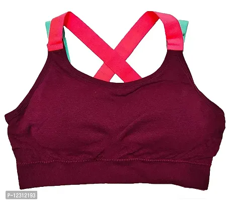 Women?s Padded Full Coverage Quick Dry Padded Shockproof Cross Back Sports Bra with Removable Soft Cups for Gym,Yoga,Running?-36C-Maroon