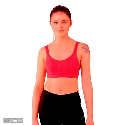 Penance For You Women Sports Non Padded Bra Red Cotton Blend Non Wired Size: 30D-thumb0
