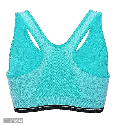 Front Zipper Sports Bra Shockproof Breathable Running Vest Yoga Top Wire Free Fitness Yoga Bra for Women-Aqua-34A Turquoise-thumb3