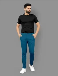 Classic Cotton Blend Solid Casual Trousers for Men-thumb1