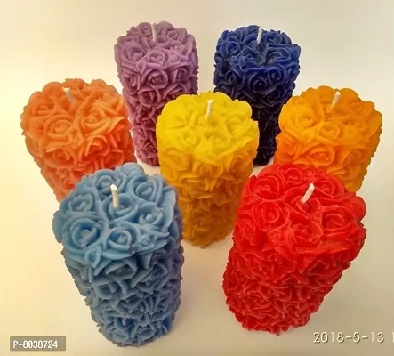 Classic Multicolor Flower Big Candles (Pack of 7pcs)