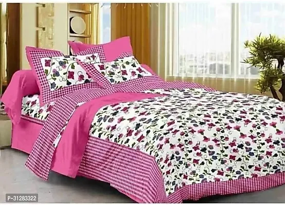 Comfortable Cotton Jaipuri Printed Double Bedsheet with 2 Pillow Covers-thumb0