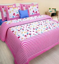 Comfortable Cotton Jaipuri Printed Double Bedsheet with Two Pillow Covers-thumb1