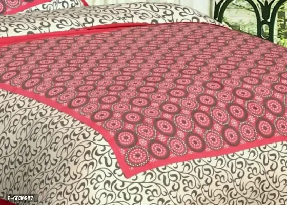 Elegant  Cotton Printed Double Bedsheet With Pillow Covers-thumb2