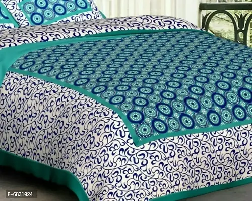 Elegant  Cotton Printed Double Bedsheet With Pillow Covers-thumb2