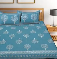 Elegant  Cotton Printed Double Bedsheet With Pillow Covers-thumb2