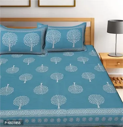 Elegant  Cotton Printed Double Bedsheet With Pillow Covers-thumb3