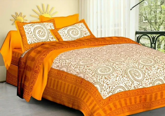 Cotton Jaipuri Printed Queen Size Bedsheets