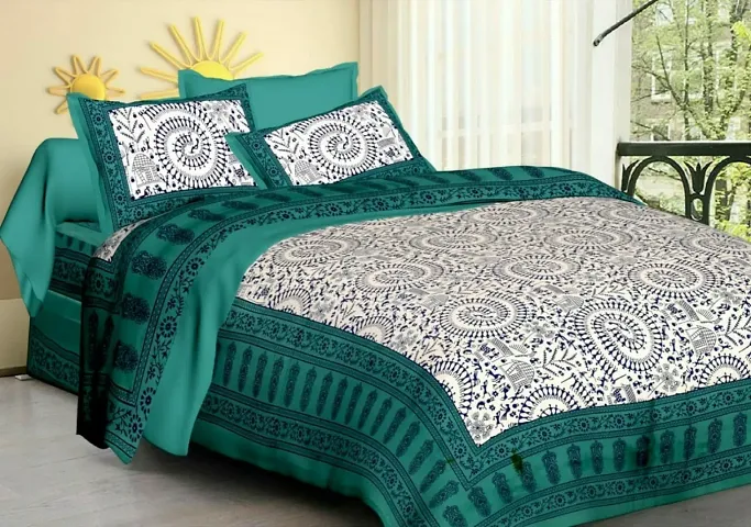 Printed Queen Size Cotton Bedsheet with 2 Pillow Covers