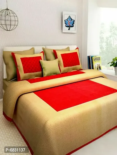 Elegant  Cotton Printed Double Bedsheet With Pillow Covers-thumb0