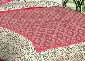 Elegant  Cotton Printed Double Bedsheet With Pillow Covers-thumb1