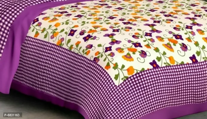 Elegant  Cotton Printed Double Bedsheet With Pillow Covers-thumb2