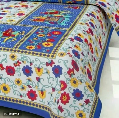 Elegant  Cotton Printed Double Bedsheet With Pillow Covers-thumb2