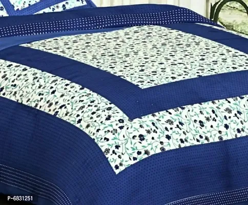 Elegant  Cotton Printed Double Bedsheet With Pillow Covers-thumb2