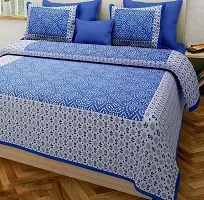 Elegant  Cotton Printed Double Bedsheet With Pillow Covers-thumb1