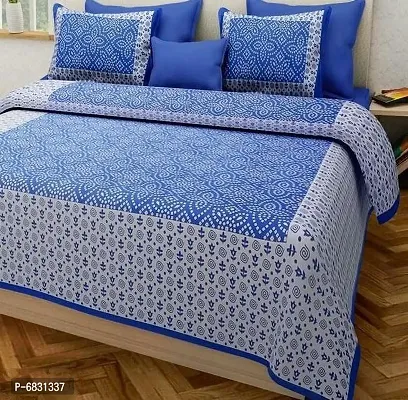 Elegant  Cotton Printed Double Bedsheet With Pillow Covers-thumb2