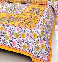 Elegant  Cotton Printed Double Bedsheet With Pillow Covers-thumb1