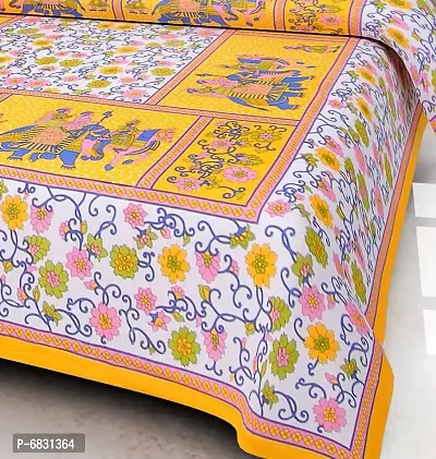 Elegant  Cotton Printed Double Bedsheet With Pillow Covers-thumb2