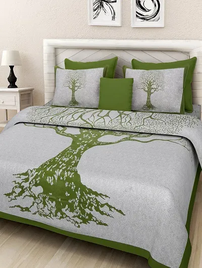 Cotton Printed Double Bedsheet With Pillow Covers