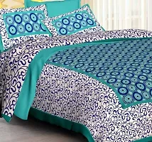 Elegant  Cotton Printed Double Bedsheet With Pillow Covers-thumb1