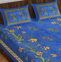 Comfortable Cotton Jaipuri Printed Double Bedsheet with Two Pillow Covers-thumb1