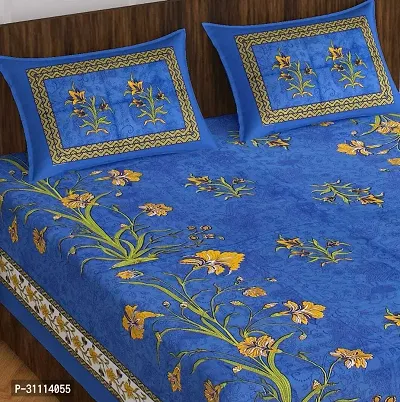 Comfortable Cotton Jaipuri Printed Double Bedsheet with Two Pillow Covers-thumb2