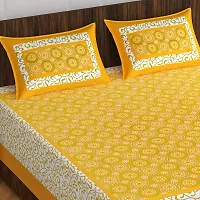 Comfortable Cotton Jaipuri Printed Double Bedsheet with 2 Pillow Covers-thumb1