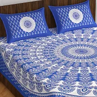 Comfortable Cotton Jaipuri Printed Double Bedsheet with Two Pillow Covers-thumb1