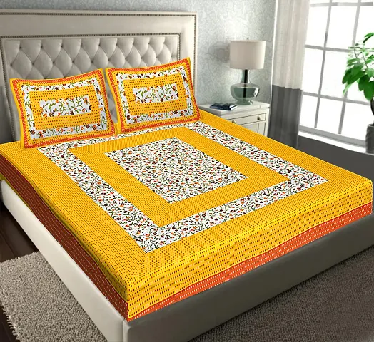 Printed Cotton Double Bedsheet with 2 Pillow Cover