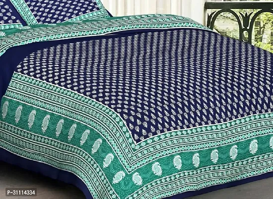 Comfortable Cotton Jaipuri Printed Double Bedsheet with Two Pillow Covers-thumb2