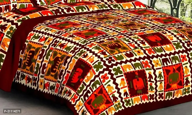 Comfortable Cotton Jaipuri Printed Double Bedsheet with Two Pillow Covers-thumb2